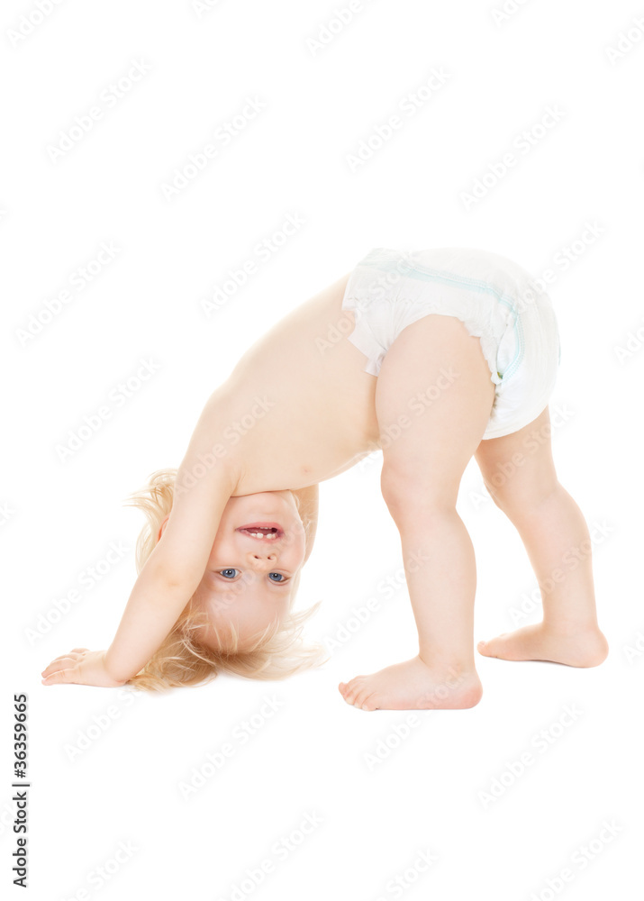 cute baby girl in diaper