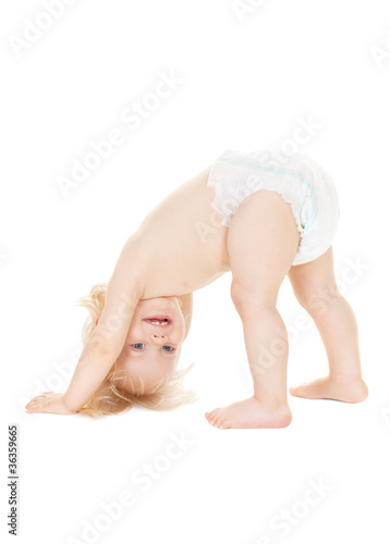 Obraz na płótnie cute baby girl in diaper w salonie