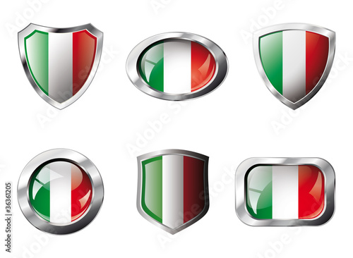 Free Download Italy set shiny buttons and shields of flag with metal frame - v - GFXLoad