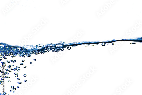 Isolated blue water splashing with bubbles and water drops - abs