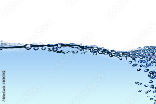 Isolated water splashing with bubbles and water drops - abstract