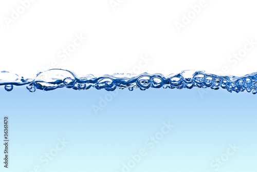 Isolated water splashing with bubbles and water drops - abstract