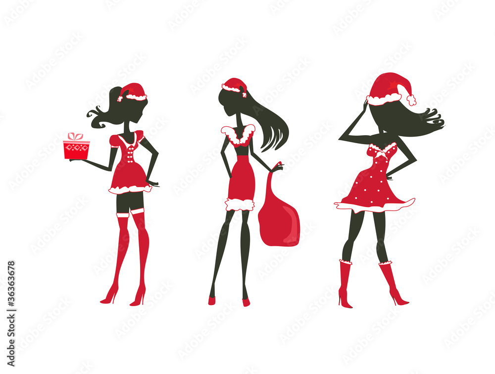 Set of Christmas girls-vector