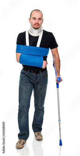 man with crutch Fototapeta