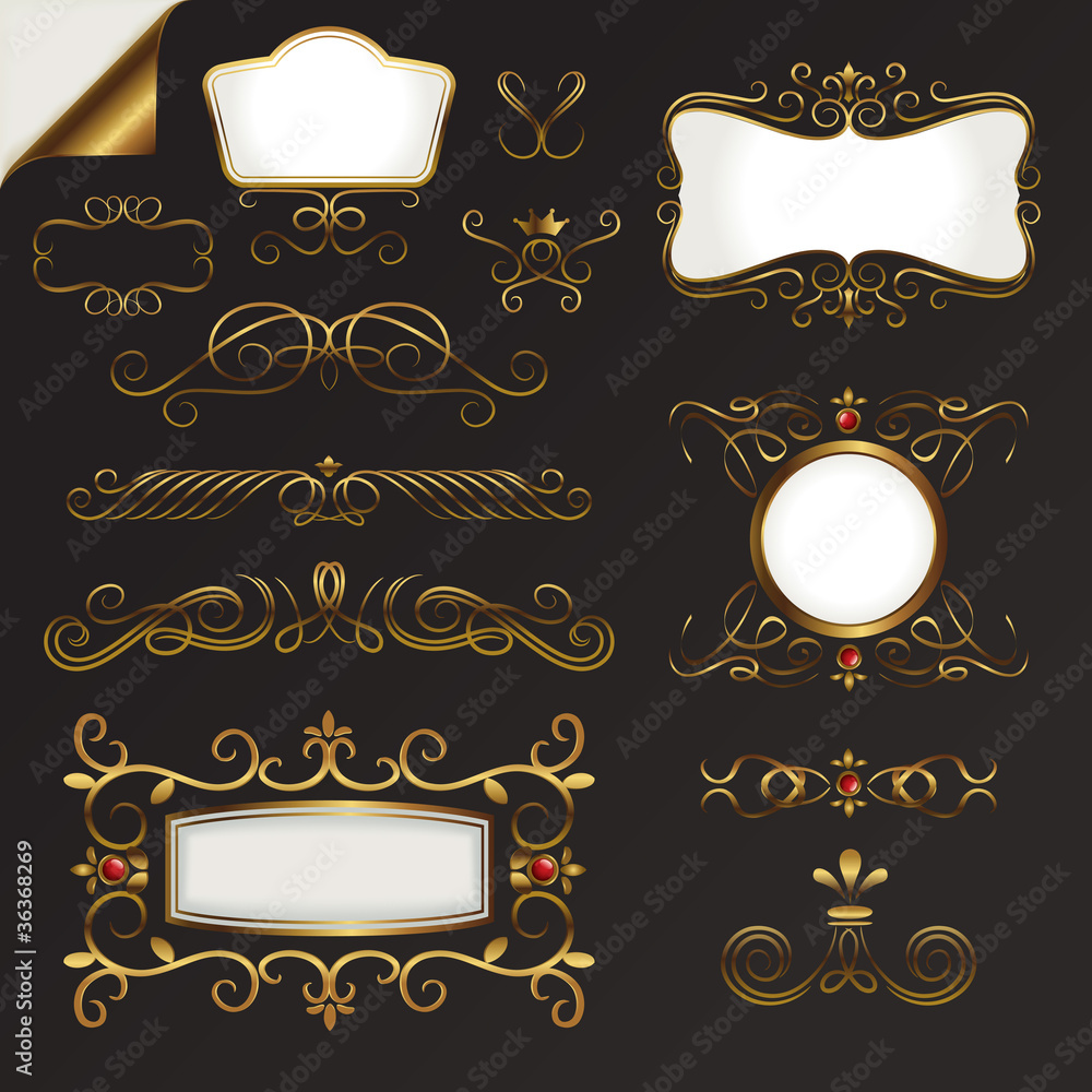 Gold Border Vector Set Stock Vector | Adobe Stock