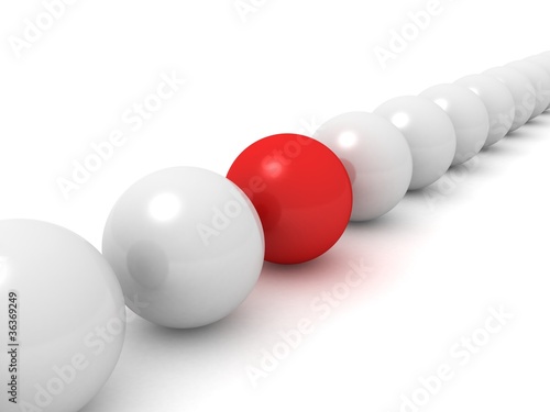 different element red ball in others white