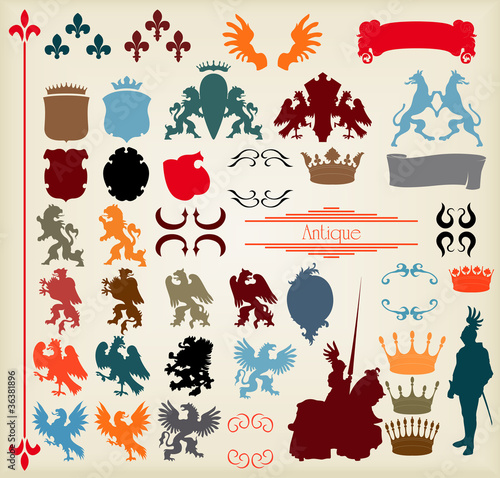 Heraldic elements vector set