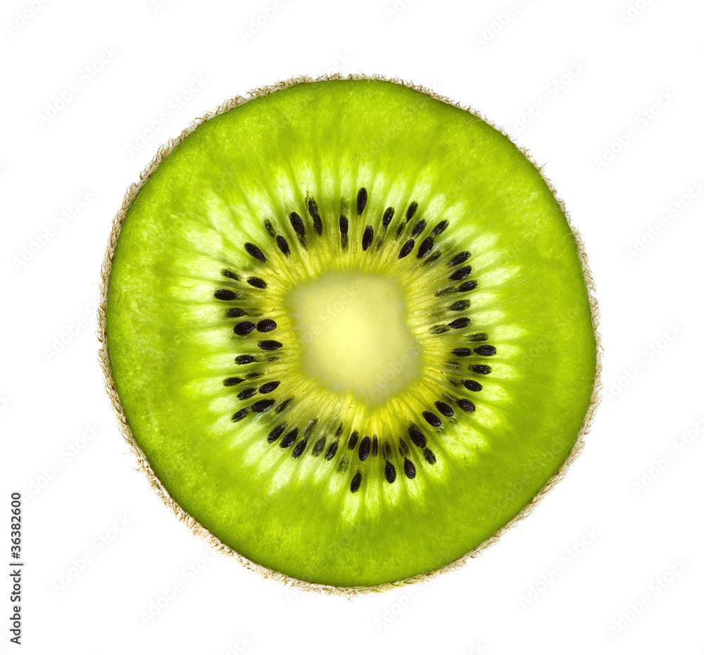 Beautiful slice of fresh juicy kiwi isolated on white background Beautiful slice of fresh juicy kiwi isolated on white background