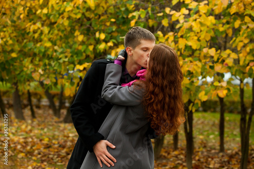 young love couple kissing