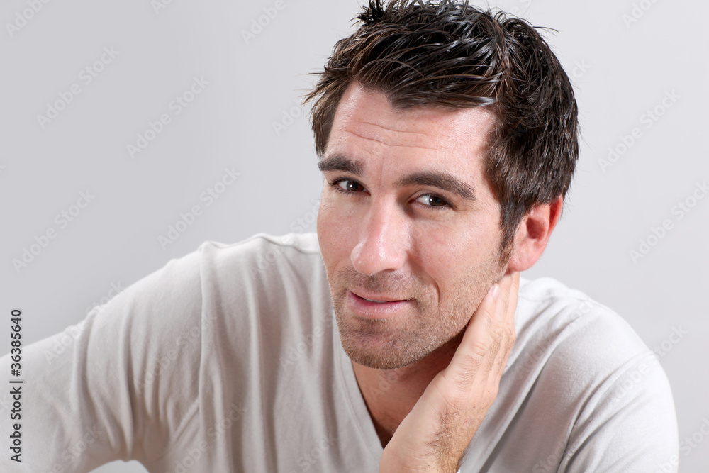 Portrait of man on white background Portrait of man on white background