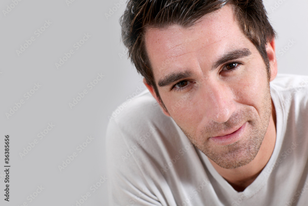 Portrait of man on white background Portrait of man on white background