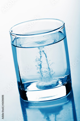 tablet in glass of water