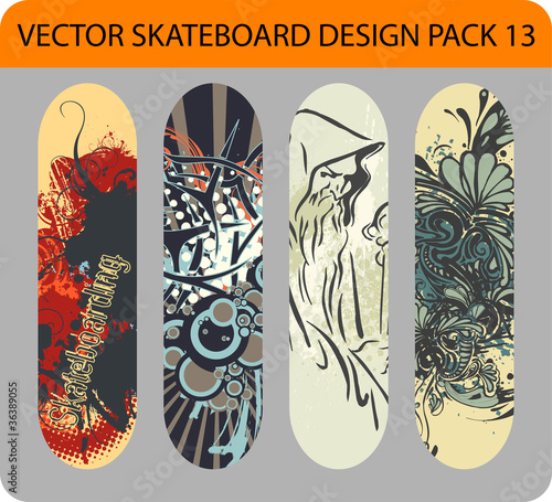Vector pack of 4 skateboard designs #36389055