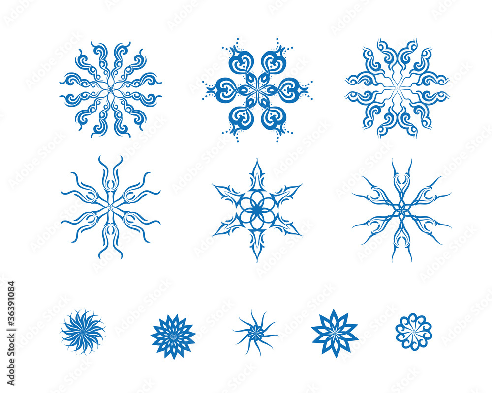 Fototapeta premium Set of blue snowflakes