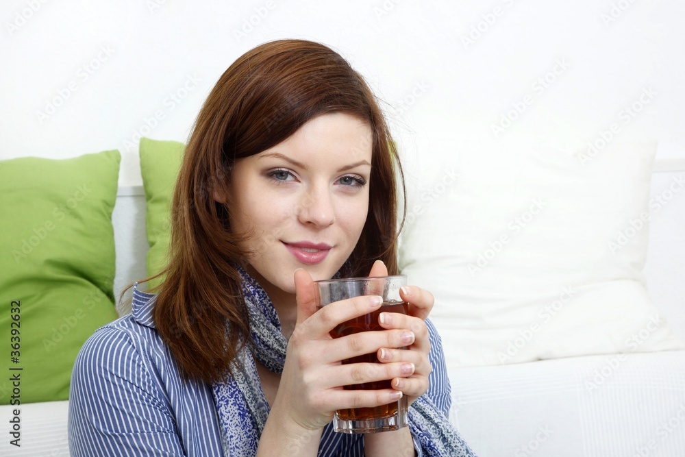 young woman and tea (open eyes) young woman and tea (open eyes)