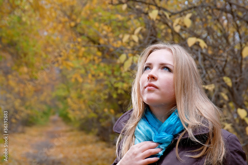 blonde woman in the autumn park