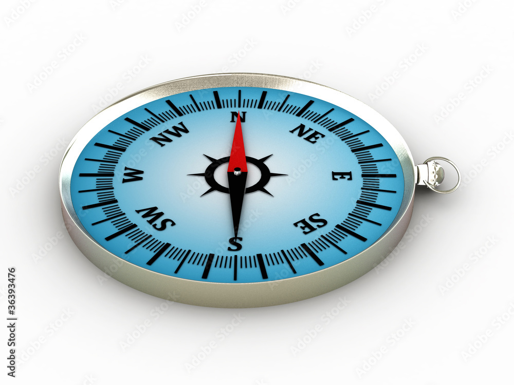 Compass isolated on white background. 3D image Compass isolated on white background. 3D image