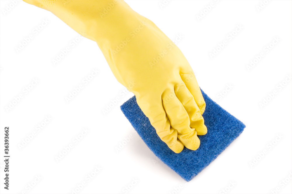 Fotografie Hand in glove isolated over white