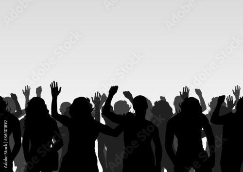 Protesters crowd landscape background illustration