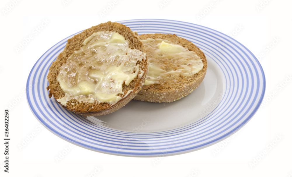 English muffins buttered English muffins buttered