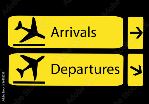 Señales de llegadas y salidas en el aeropuerto