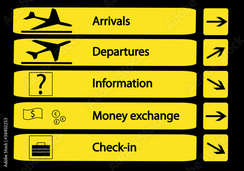 Señales de dirección en los aeropuertos