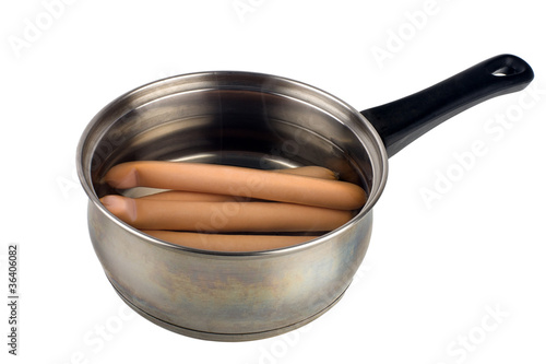 Sausages in boiling water