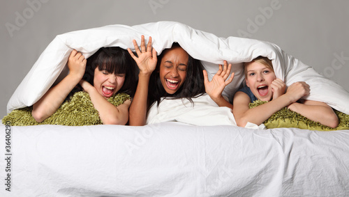 Hilarious laughter fun at teenage slumber party
