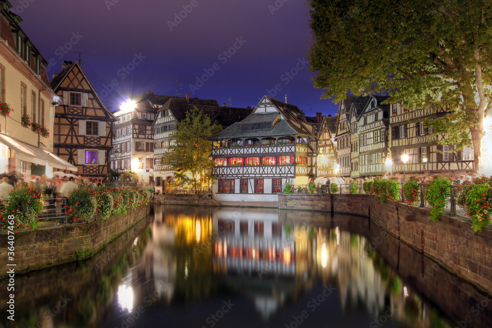 Petite-France at night, Strasbourg, France