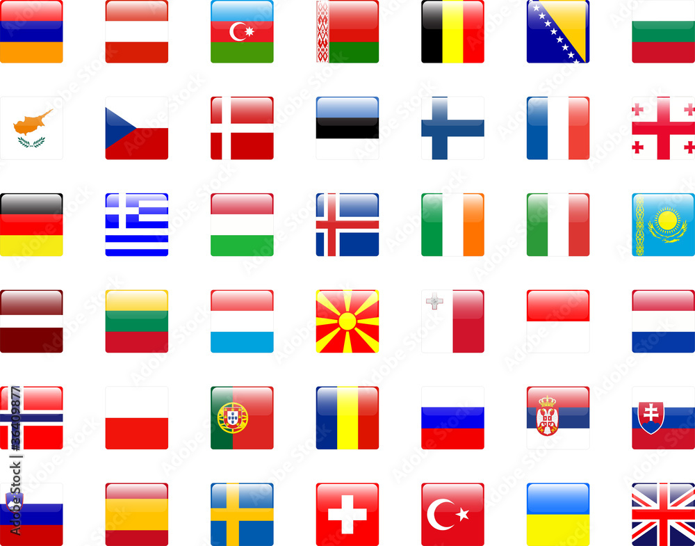 Buttons of european flags - vector Buttons of european flags - vector