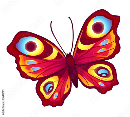 Red vector butterfly (Inachis Io)