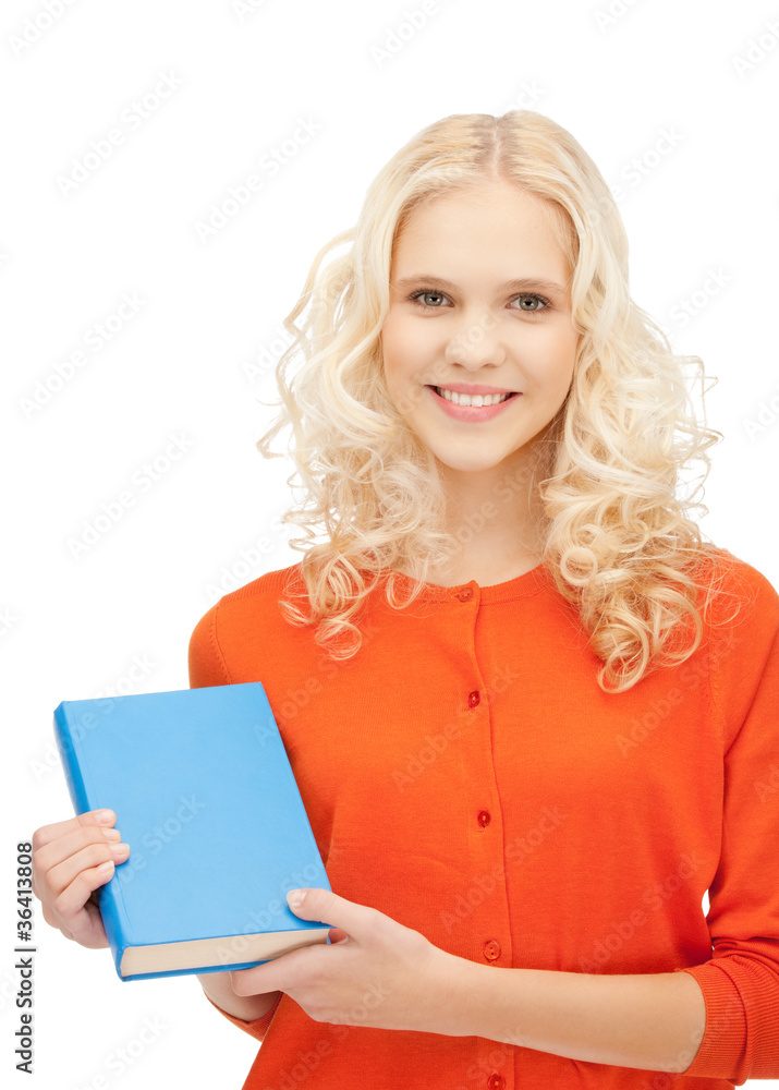happy and smiling woman with book happy and smiling woman with book