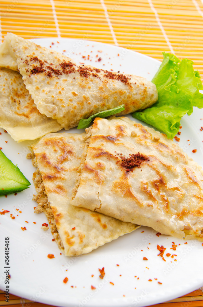 Pancakes stuffed with minced meat Pancakes stuffed with minced meat
