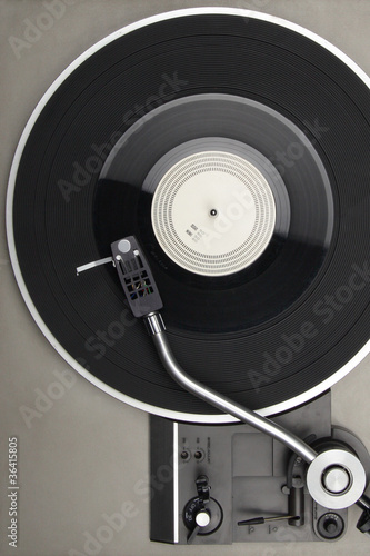 Closeup of vintage turntable