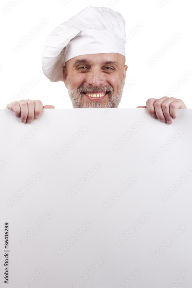Chef Holding a Sign Chef Holding a Sign