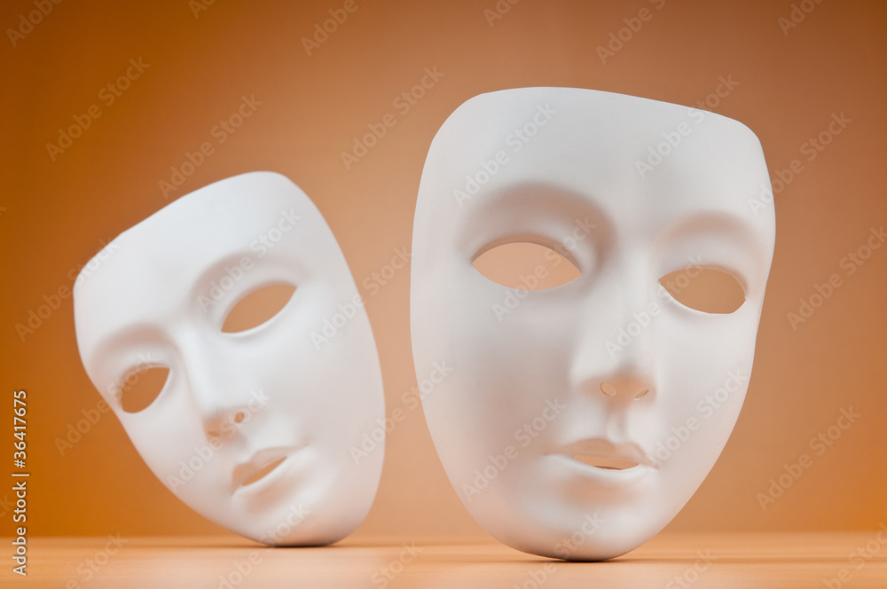 Theatre concept with masks against background Theatre concept with masks against background