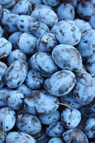 Plums in supermarket store