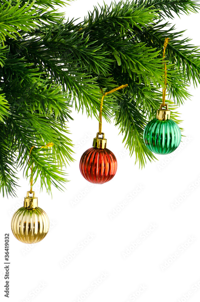 Christmas concept with baubles on white Christmas concept with baubles on white