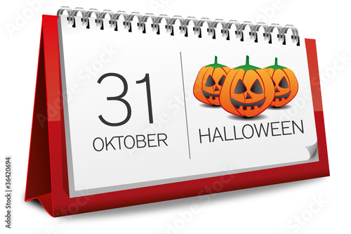 Kalender rot 31 Oktober Halloween Kürbis Kürbise