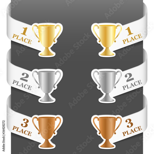 Left and right side signs - Trophy cups. Vector.