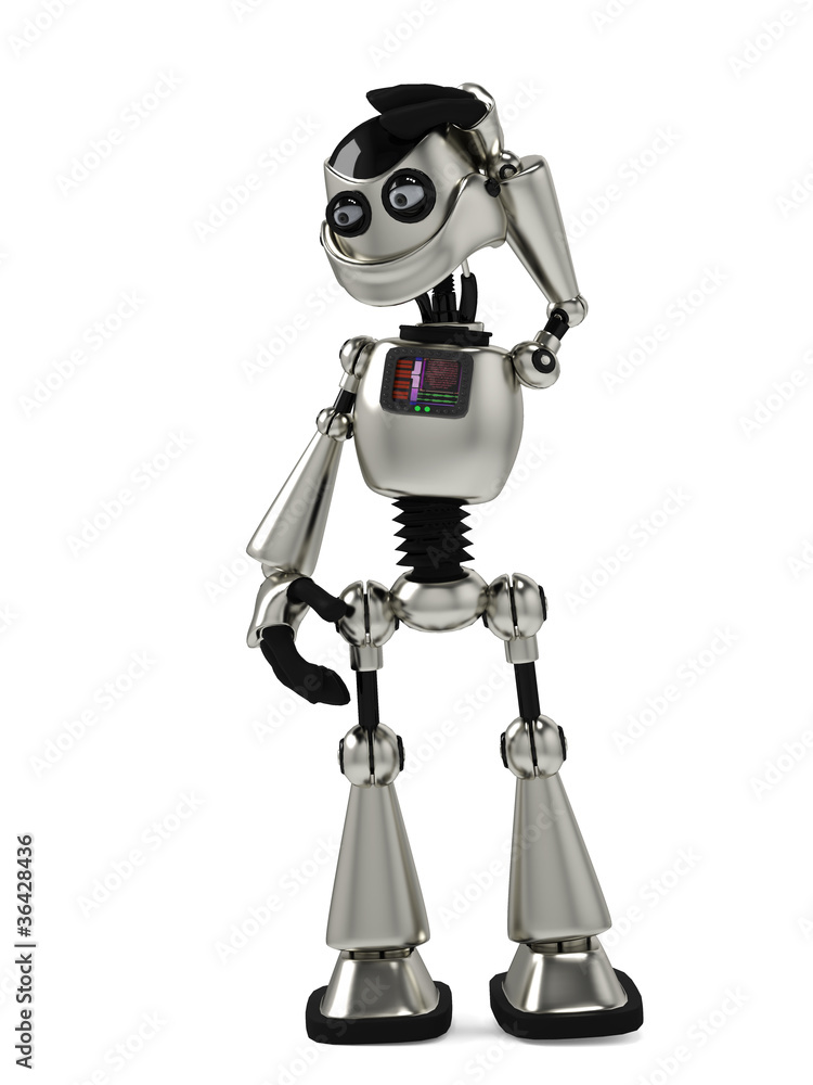 funny robot thinking about Stock Illustration | Adobe Stock