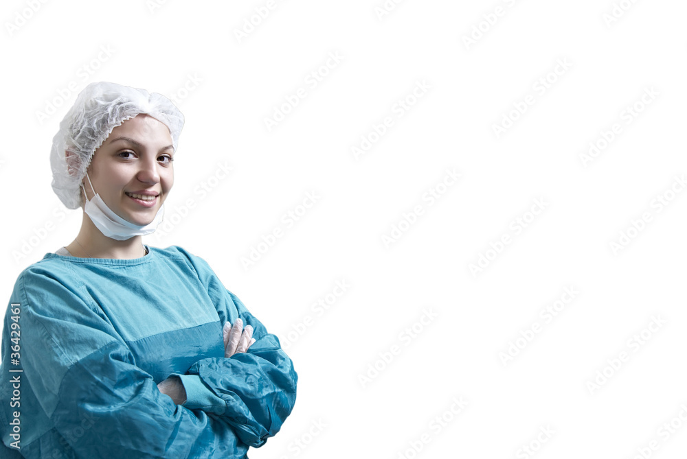 Female surgeon with clipping path Female surgeon with clipping path
