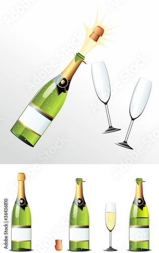 Champagne Bottle cork and glasses
