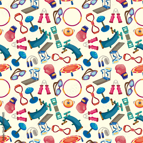 cartoon Fitness Equipment  seamless pattern