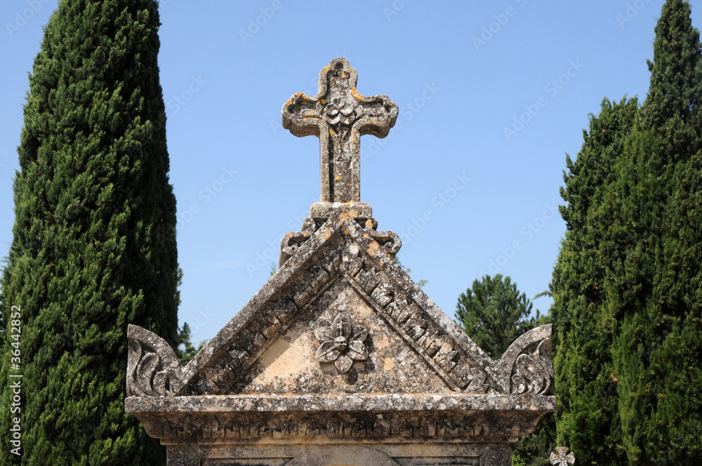 gravestone on cemetery in Lourmarin, Provence in France gravestone on cemetery in Lourmarin, Provence in France