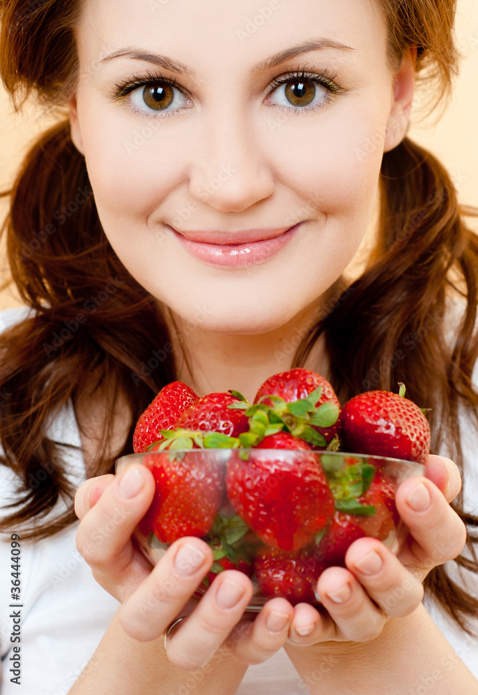 girl with strawberry girl with strawberry