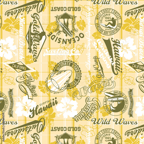 Surf elements seamless pattern