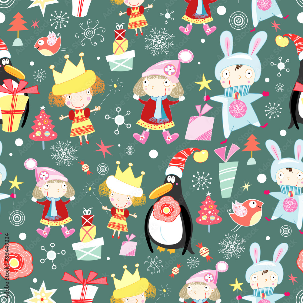 New Year's texture with children New Year's texture with children