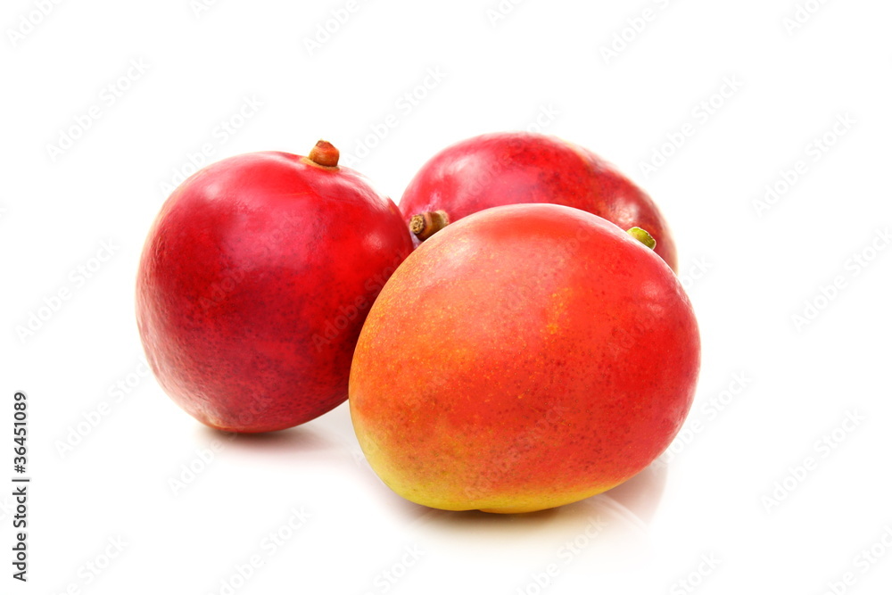 Ripe mangos on a white background. Ripe mangos on a white background.