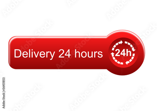 Delivery 24 hours button with red hand
